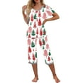 thumbnail image 1 of Cavosen Christmas 2 Piece Womens Plus Size Pajamas and Elastic Waist Pants Breathable Sleepwear Graphic Printed Warm Soft, 1 of 5
