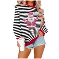 thumbnail image 1 of Cavosen Christmas Christmas Pullover Crew Neck Long Sleeve Ugly Pullover Stripe Solid Stretch Drop Shoulder Blouses Party Shirt Tops, 1 of 4