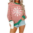 thumbnail image 1 of Cavosen Christmas Christmas Pullover Sweaters Crew Neck Long Sleeve Ugly Pullover Stripe Solid Stretch Drop Shoulder Blouses Party Shirt Tops, 1 of 5