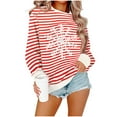 thumbnail image 1 of Cavosen Christmas Christmas Pullover Sweaters Crew Neck Long Sleeve Ugly Pullover Stripe Solid Stretch Drop Shoulder Blouses Party Shirt Tops, 1 of 5