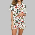thumbnail image 1 of Cavosen Christmas Cute Pajama Sets for Women 2 Piece Xmas Santas Print Sleepwear Outfits with Pocket Button down Collared Short Sleeve Shirt Short Pants Nightwear Soft Comfortable Pjs, 1 of 6