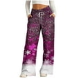 thumbnail image 1 of Cavosen Christmas Cute Sweatpants Wide Leg Trousers Snowflake Elastic Waist Bottoms Drawstring Lightweight Workout Pants, 1 of 4