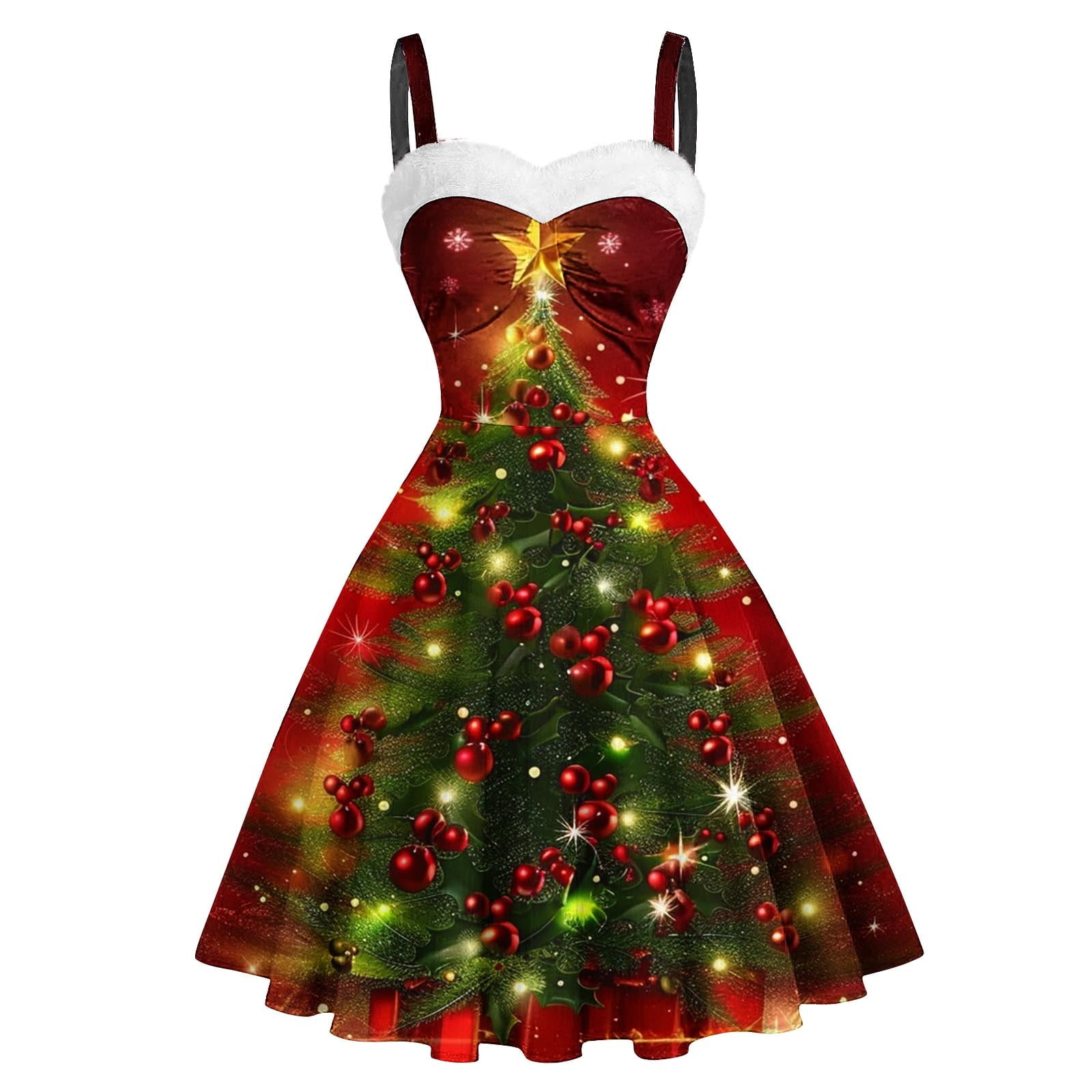 Knee Length Cute Christmas Outfits For Adults Plus Size Christmas Women  Check A-Line Dress Casual
