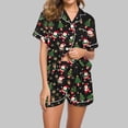 thumbnail image 1 of Cavosen Christmas Lounge Sets for Women 2 Piece Button Up Pajamas Xmas Cute Tree Santas Print Nightwear Outfits with Pocket Collared Short Sleeve Shirt Short Pants Pjs Soft Comfortable Sleepwear, 1 of 6