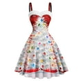 thumbnail image 1 of Cavosen Christmas Mid Length Dresses for Women Xmas Cute Tree Print Vintage Retro 1950s Midi Dress Sleeveless V-Neck Spaghetti Strap A-Line Dress Holiday Festival Party Dress, 1 of 3