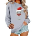 thumbnail image 1 of Cavosen Christmas Pullover Sweater Crew Neck Long Sleeve Cute Pullover Red Wine Glass Solid Stretch Blouses Lightweight Party Shirt Tops, 1 of 6