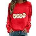 thumbnail image 1 of Cavosen Christmas Pullover Sweater Tops Crew Neck Long Sleeve Funny Pullover Santa Graphic Solid Stretch Loose Blouses Party Shirt Tops, 1 of 4