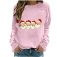 thumbnail image 1 of Cavosen Christmas Pullover Sweater Tops Crew Neck Long Sleeve Funny Pullover Santa Graphic Solid Stretch Loose Blouses Party Shirt Tops, 1 of 4