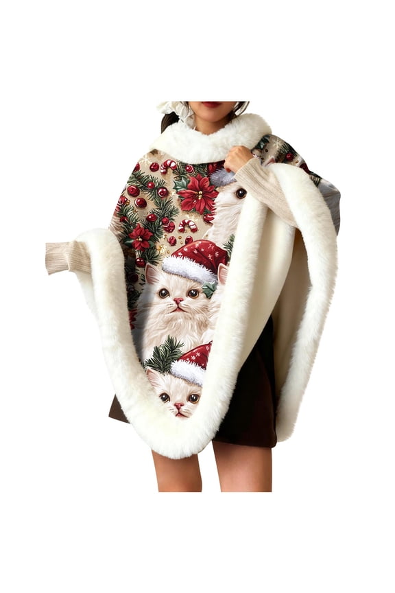 Christmas Scarves for Women Fleece Elegant Wraps Graphic Soft Thicken Warm Scarves Trendy Winter Everyday Wear