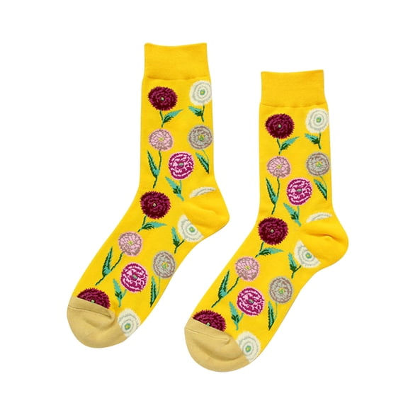Cavosen Christmas Socks for Men Plu Size Stretch Socks Floral Graphic Embroidery Socks 1Pair