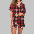 thumbnail image 1 of Cavosen Christmas Womens 2 Piece Lounge Sets Shorts Pajamas Xmas Cute Snowflake Print Nightwear Outfits with Pocket Button down Collared Short Sleeve Shirt Pants Pjs Soft Comfortable Sleepwear, 1 of 6