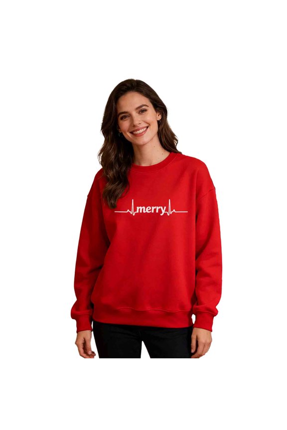Christmas Womens Hoodies Pullover Crew Neck Long Sleeve Fleece Ugly Pullover Letter Graphic Solid Stretch Blouses Couple Party Shirt Tops