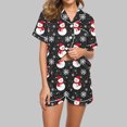 thumbnail image 1 of Cavosen Christmas Womens Pj Sets 2 Piece Outfits Pajamas Xmas Cute Snowman Print Lounge Outfits with Pocket Button down Lapel Neck Short Sleeve Tops Short Pants Sleepwear Soft Nightwear, 1 of 6