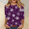 thumbnail image 1 of Cavosen Christmas Womens Shirts 3/4 Length Sleeves Red Xmas Cute Snowflake Print Blouse Pullover Round Neck Shirts Loose Funny Tops Festival Holiday Workout Winter Clothes, 1 of 5