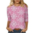 thumbnail image 1 of Cavosen Christmas Womens Sweaters Cute Crew Neck 3/4 Length Sleeve Funny Pullover Santa Solid Loose Blouses Lightweight Party Shirt Tops, 1 of 5