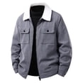 thumbnail image 1 of Cavosen Corduroy Jacket for Men Zipper Fleece Lightweight Lapel Coat Solid Color Athletic Trendy Tops, 1 of 9