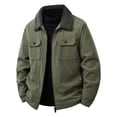 thumbnail image 1 of Cavosen Corduroy Jacket for Men Zipper Fleece Lightweight Lapel Coat Solid Color Athletic Trendy Tops, 1 of 9
