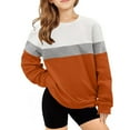 thumbnail image 1 of Cavosen Crewneck Sweatshirts for Toddler Girls Boys Big Kids Long Sleeve Pullover Sweatshirts Color Block Fashion Sweatshirts Tops Warm Cute Soft Clothes Winter Orange 7T, 1 of 4
