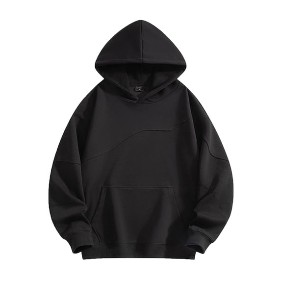 Cavosen Cropped Hoodie Men Big and Tall Long Sleeve Loose Hoodie with Pocket Solid Stretch Sweatshirt Windproof Fall Tops