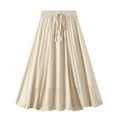 thumbnail image 1 of Cavosen Cute Skirts Cotton Elastic Waist Midi Skirts A Line Solid Short Skirts Elegant Workout Club Skirt, 1 of 5