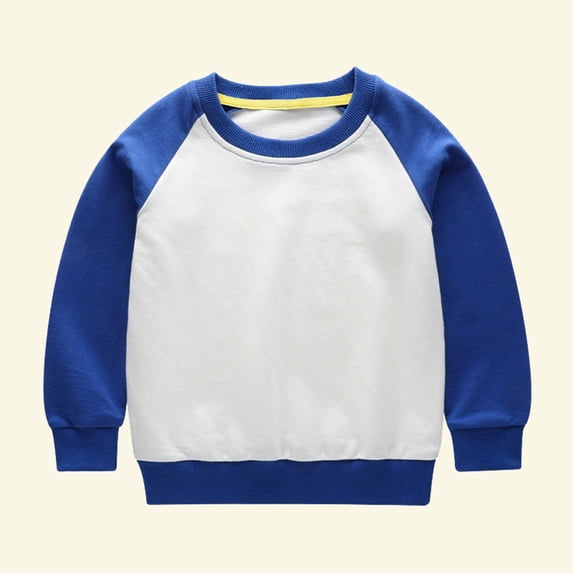 Cavosen Cute Sweatshirts for Kids Girls Boys Baby Infant Toddler Raglan Long Sleeve Round Neck Pullover Sweatshirts Color Block Stylish Sweatshirts Tops Lightweight Blue 9T