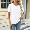thumbnail image 1 of Cavosen Cute Tops for Women Short Sleeve Pullover Shirts Tunic Crewneck Solid Pleated Front Flowy Tops Holiday Blouse Fashion Dressy T-Shirts Athletic Beach Tees Summer White L, 1 of 3