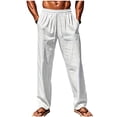 thumbnail image 1 of Cavosen Drawstring Pants Men Elastic Waist Big and tall Pants Straight Trousers Solid Lounge Pants with Pockets, 1 of 7