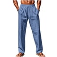 thumbnail image 1 of Cavosen Drawstring Pants Men Elastic Waist Big and tall Pants Straight Trousers Solid Lounge Pants with Pockets, 1 of 7