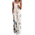 thumbnail image 1 of Cavosen Easter Plus Size Oversized Linen Jumpsuits Long Overalls with Pocket Bunny Lightweight Summer Cute Rompers, 1 of 6