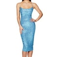thumbnail image 1 of Cavosen Elegant Dresses for Women Wedding Guest Blue Sequin Spaghetti Strap Sleeveless Midi Dress Glitter Sparkly Calf Length Dress Flowy Bodycon Wrap Party Dress Evening Prom, 1 of 3