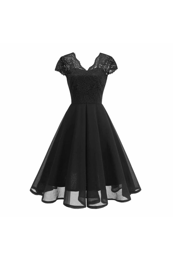 Elegant Dresses for Women Formal V Neck Short Sleeve Midi Evening Gowns Flowy Waist Ball Dress Elegant Wedding Guest Cocktail Party Dress