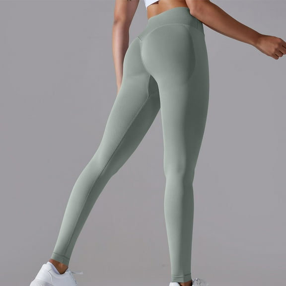 Cavosen Exercise Leggings for Women Gray Knitted Elastic Waisted Butt Lifting Long Pants Fitness Running Tight Seamless Solid Skinny Yoga Pants Athletic Workout Trousers L