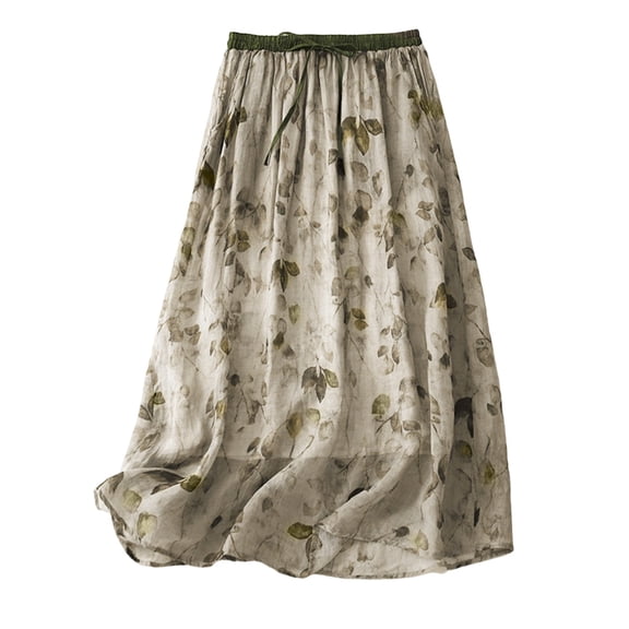 Cavosen Fall Midi Skirt Elastic Waist Skirts A Line Solid Short Skirts Trendy Cute Date Night Club Skirt