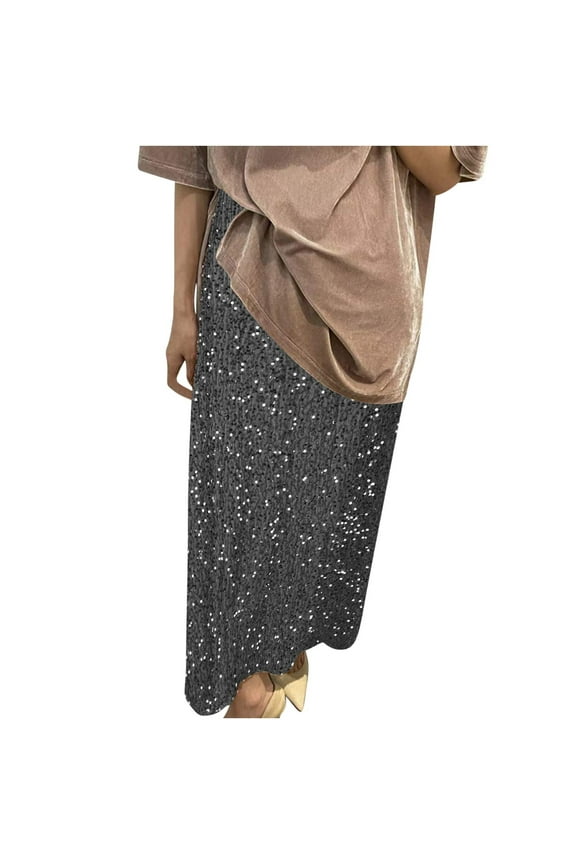 Fall Skirt Sequins Elastic Waist Midi Skirts Floral Skirts Elegant Bussiness Cocktail Party Skirt