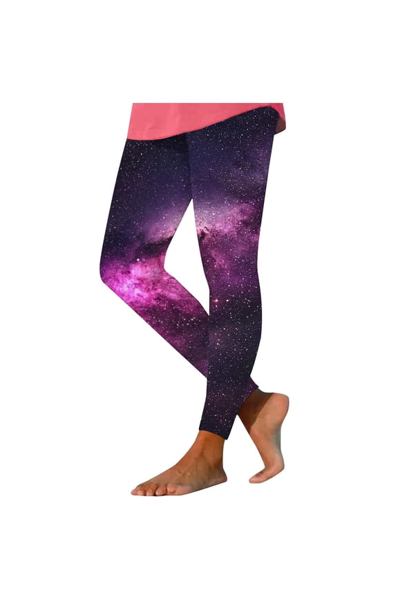 Flared Yoga Pants Stretch Yoga Leggings Space Print Space Print Elastic Waist Sweatpants Fall Pants