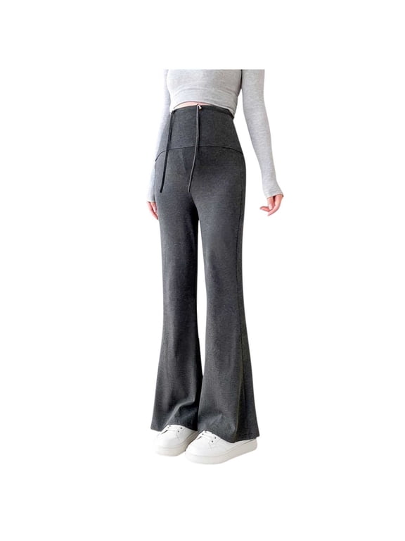 Flared Yoga Pants for Women Maternity Over The Belly Support Flare Casual Leggings Stretch Solid Pregnancy Pants Breathable Trendy Pants Gray 2XL