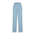 thumbnail image 1 of Cavosen Fleece Sweatpants Women Straight Leg Trousers Solid Elastic Waist Bottom Casual Pants with Pocket Blue 4XL, 1 of 4
