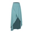 thumbnail image 1 of Cavosen Flowy Skirts for Women Elastic Waist Plain A-Line Skirts Maxi Skirts High Low Hem Draped Lightweight Fashion Ankle Length Skirts Long Skirts Work Fall Winter Clothes Blue, 1 of 4