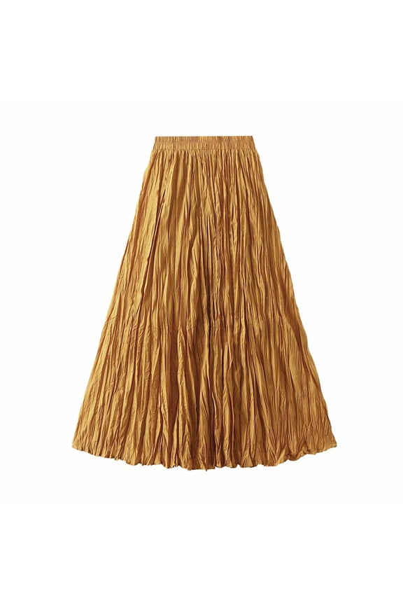 Flowy Skirts for Women High Waist Midi Skirts A Line Solid Flowy Skirts Trendy Casual Cocktail Party Skirt
