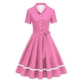 thumbnail image 1 of Cavosen Formal Wedding Guest Dresses for Women V Neck Short Sleeve Midi Evening Gowns Polka Dot Ball Dress Elegant Vintage Wedding Guest Cocktail Party Dress, 1 of 3