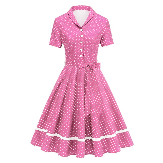 Cavosen Formal Wedding Guest Dresses for Women V Neck Short Sleeve Midi Evening Gowns Polka Dot Ball Dress Elegant Vintage Wedding Guest Cocktail Party Dress