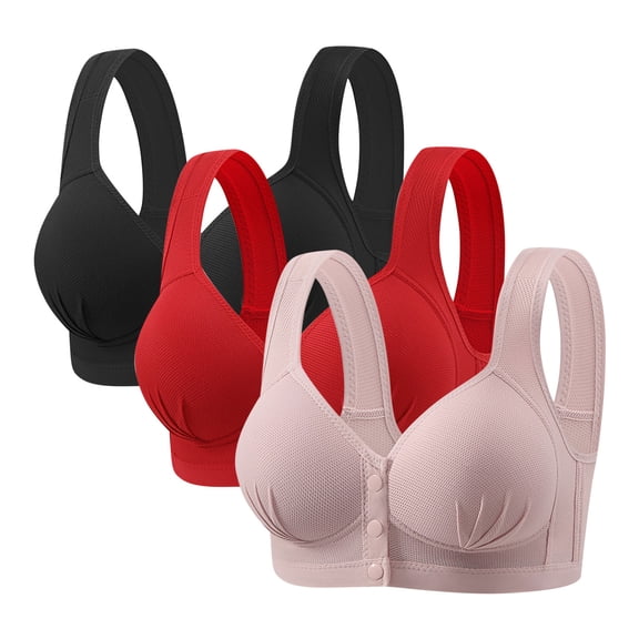 Cavosen Front Closure Bras Plus Size Supportive Bras Push Up Lightly Padded Front Closure Bralettes Wide Straps Breathable Tshirt Sleep Underwear