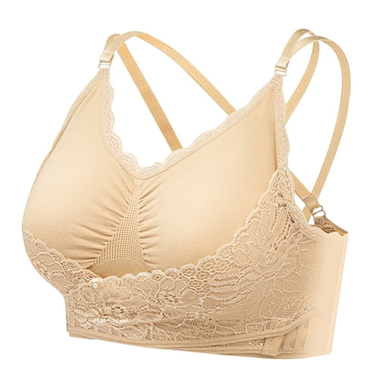 Cavosen Full Coverage Bras Lace Wireless Supportive Bras Push Up Solid Stretch Bralettes Spaghetti Strap Breathable Every day Underwear