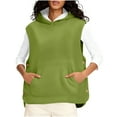 thumbnail image 1 of Cavosen Golf Vest Plus Size Sleeveless Fleece Vest with Pocket Button Hooded Solid Loose Jacket Windproof Warm Fall Outerwear, 1 of 9