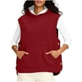 thumbnail image 1 of Cavosen Golf Vest Plus Size Sleeveless Fleece Vest with Pocket Button Hooded Solid Loose Jacket Windproof Warm Fall Outerwear, 1 of 9