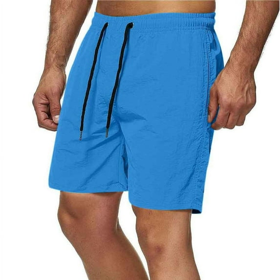Cavosen Gym Shorts Men Sport Shorts with Pocket Solid Quickly Dry Lightweight Shorts Training Summer Trendy Shorts Sky Blue XL