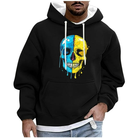 Cavosen Halloween Oversized Hoodies for Men Big and Tall Long Sleeve Loose Hoodie with Pocket Graphic Drawstring Sweatshirt Outdoor Tops