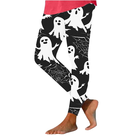 Cavosen Halloween Pants for Women Ghost Elastic Waist Sweatpants Casual Pants