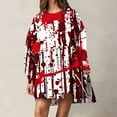 Cavosen Halloween Short Dresses for Women Long Sleeves Bloody Stained