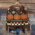 thumbnail image 1 of Cavosen Halloween Sweatshirt for Women Long Sleeve Knit Pumpkin Print Sweatshirts Round Neck Hollowed Out Sweatshirt Coats Lightweight Festival Tops Fashion Loose Winter Clothes, 1 of 5